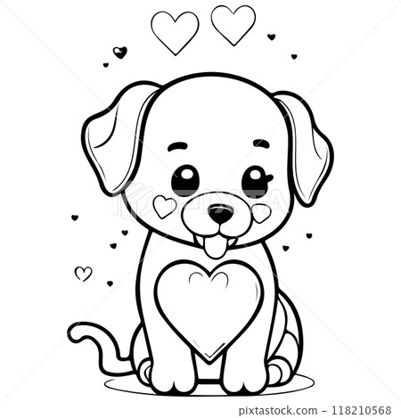 Happy Valentines Day Puppy dog love illustration sketch  Happy Valentines Day Puppy dog love illustration sketch  118210568