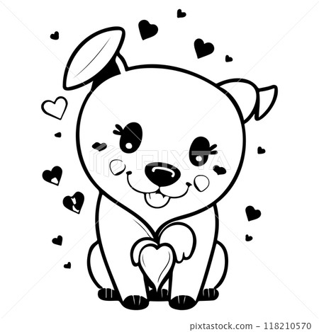Happy Valentines Day Puppy dog love illustration sketch  118210570