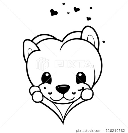 Happy Valentines Day Puppy dog love illustration sketch  118210582