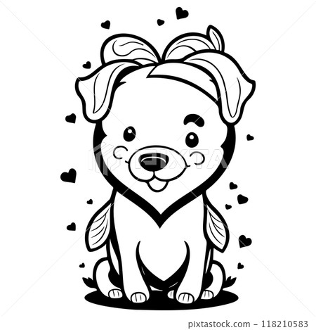 Happy Valentines Day Puppy dog love illustration sketch Happy Valentines Day Puppy dog love illustration sketch 118210583