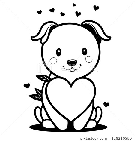 Happy Valentines Day Puppy dog love illustration sketch  118210599