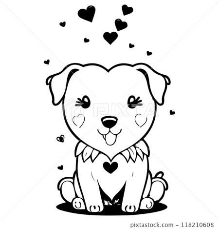 Happy Valentines Day Puppy dog love illustration sketch  118210608