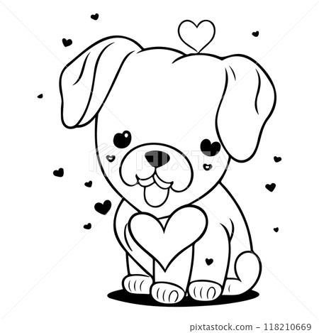 Happy Valentines Day Puppy dog love illustration sketch Happy Valentines Day Puppy dog love illustration sketch 118210669