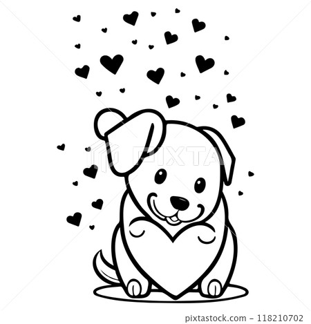 Happy Valentines Day Puppy dog love illustration sketch Happy Valentines Day Puppy dog love illustration sketch 118210702