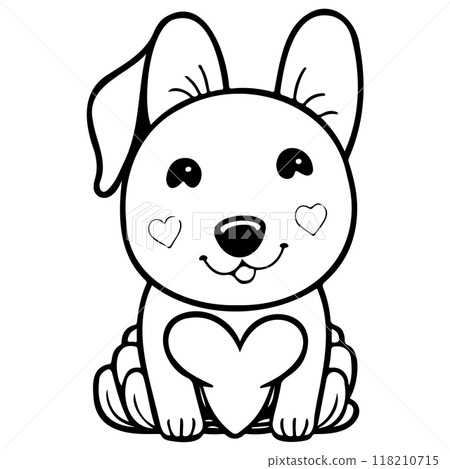 Happy Valentines Day Puppy dog love illustration sketch Happy Valentines Day Puppy dog love illustration sketch 118210715