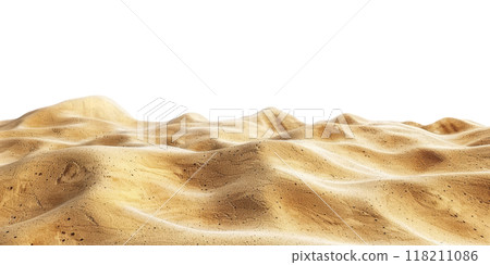 Golden Dunes in Desert. Sand Dunes on Isolated Background 118211086