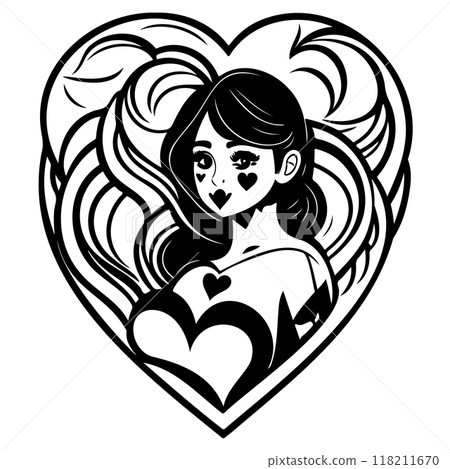 black mom beauty girl illustration  118211670