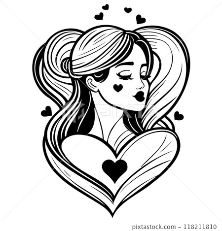 black mom beauty girl illustration  118211810