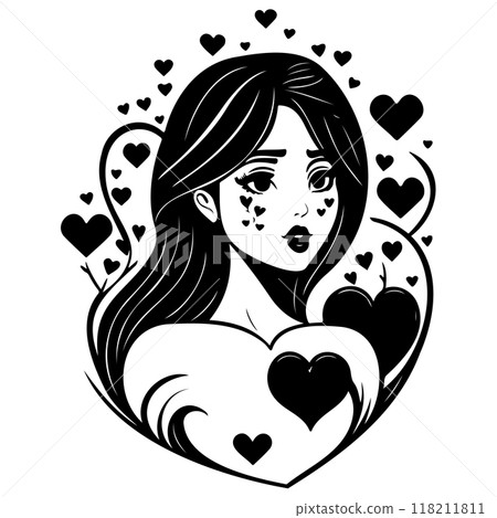 black mom beauty girl illustration  118211811