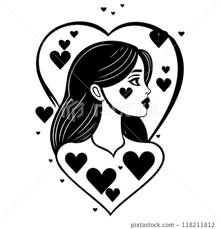 black mom beauty girl illustration  118211812