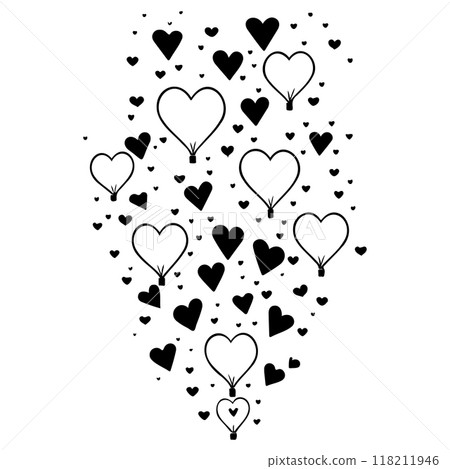 valentine hanging balloons hearts love illustration sketch  118211946