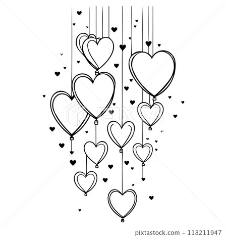 valentine hanging balloons hearts love illustration sketch valentine hanging balloons hearts love illustration sketch 118211947