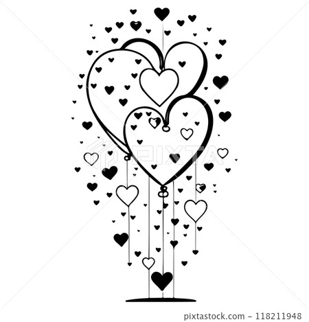 valentine hanging balloons hearts love illustration sketch valentine hanging balloons hearts love illustration sketch 118211948