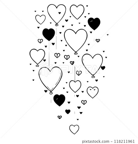 valentine hanging balloons hearts love illustration sketch valentine hanging balloons hearts love illustration sketch 118211961