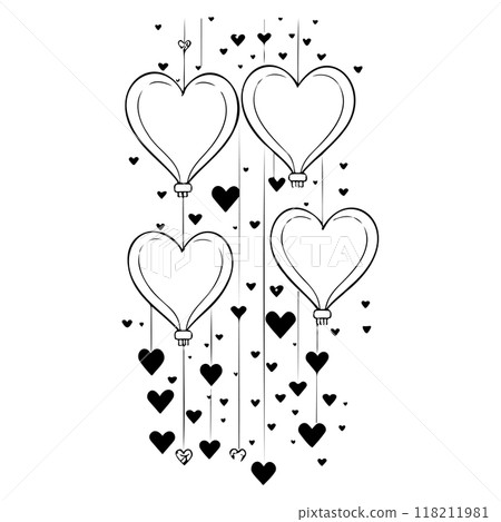 valentine hanging balloons hearts love illustration sketch valentine hanging balloons hearts love illustration sketch 118211981