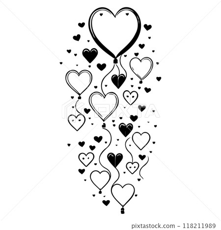 valentine hanging balloons hearts love illustration sketch valentine hanging balloons hearts love illustration sketch 118211989