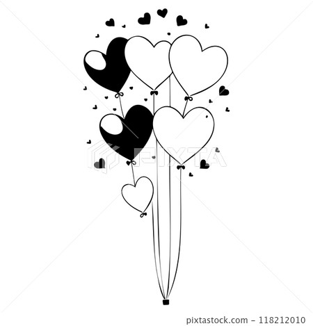 valentine hanging balloons hearts love illustration sketch  118212010