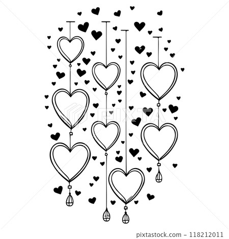 valentine hanging balloons hearts love illustration sketch valentine hanging balloons hearts love illustration sketch 118212011