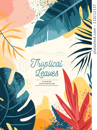 Tropical leaves summer vector background Tropical leaves summer vector background 118212137