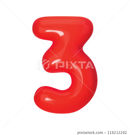 3D red number 3 isolated on white background. Three-dimensional Vector illustration digit three for holidays birthdays and discounts. Bright and realistic design, perfect for greetings and festivities 3D red number 3 isolated on white background. Three-dimensional Vector illustration digit three for holidays birthdays and discounts. Bright and realistic design, perfect for greetings and festivities 118212282