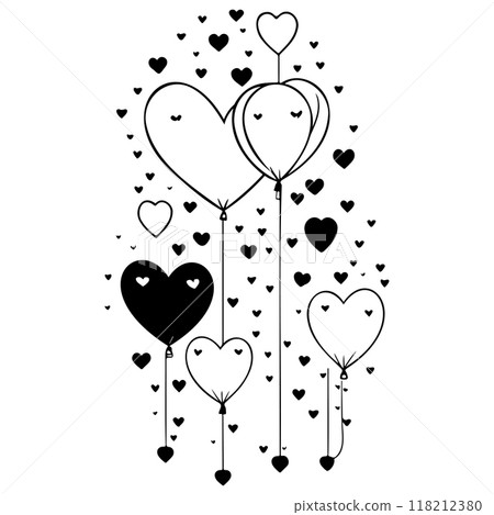 valentine hanging balloons hearts love illustration sketch valentine hanging balloons hearts love illustration sketch 118212380