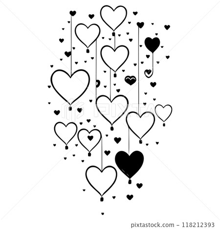 valentine hanging balloons hearts love illustration sketch valentine hanging balloons hearts love illustration sketch 118212393