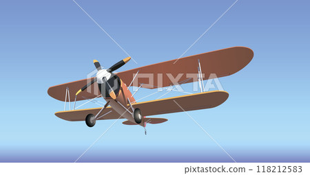 Airplane, retro plane in the sky. Vector. 118212583