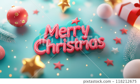 卡通3D圣诞节海报插画字体素材 118212675