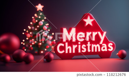 卡通3D圣诞节海报插画字体素材 118212676