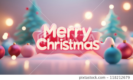 卡通3D圣诞节海报插画字体素材 118212679