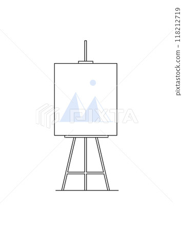 An easel with a painting of mountains on a white background. Represents art, creativity, or education. Ideal for visual arts, design, and artistic expression illustrations. An easel with a painting of mountains on a white background. Represents art, creativity, or education. Ideal for visual arts, design, and artistic expression illustrations. 118212719
