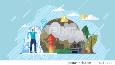 Global warming vector illustration. Ecology, sentinel environment, watches over unfolding drama global warming and climate unrest Environment bears witness to ballet temperature, dance choreographed 118212740