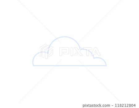 Light blue cloud icon in a minimalistic design, representing cloud computing, storage solutions, and technology. Simple and clean, the icon is designed to convey modern digital concepts. 118212804