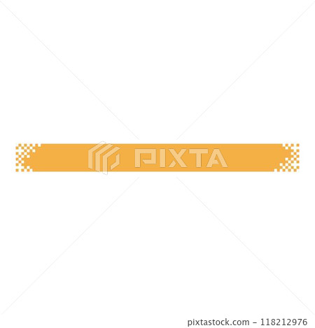 Pixel banner. Header, footer color layout with mosaic edges. Horizontal title tag with pixels. Labels pixelated decoration advertising vector element. Rectangular dotted shapes isolated. Pixel banner. Header, footer color layout with mosaic edges. Horizontal title tag with pixels. Labels pixelated decoration advertising vector element. Rectangular dotted shapes isolated. 118212976