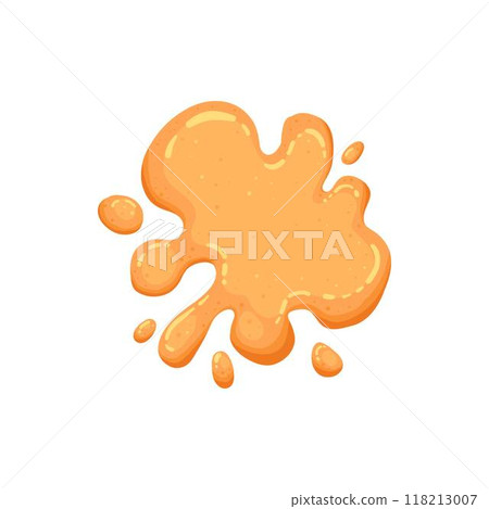 Cartoon sticky slime. Goo liquid slime splatter, mucus splash. Jelly dripping spot flat vector illustration icon 118213007