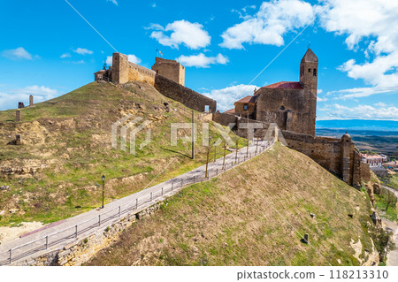 Aerial view of San Vicente de la Sonsierra, famous touristic destination in La Rioja, Spain.  118213310