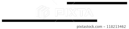 The image has two black horizontal bars on a white background. The bars are thick with one longer and one shorter. Themes simplicity, minimalism, contrast, design, geometry. 118213462