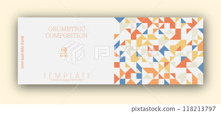 The layout of the geometric design of a creative cover, booklet or brochure. Corporate geometric style. An idea for interior decoration and creative design 118213797