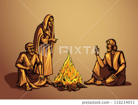 Vector drawing. Man sitting on the ground 118214051