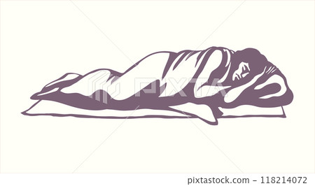 Vector drawing. Ancient sleeping man 118214072