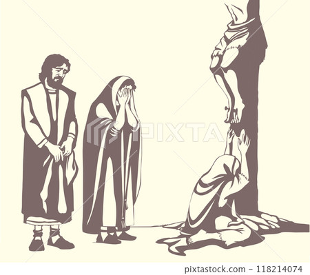 Vector drawing. Jesus on the cross Vector drawing. Jesus on the cross 118214074