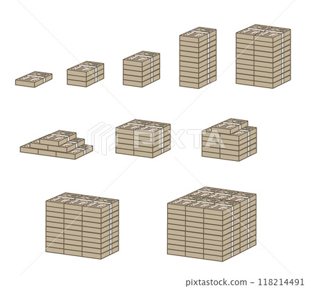 Set of illustrations of money bills Set of illustrations of money bills 118214491