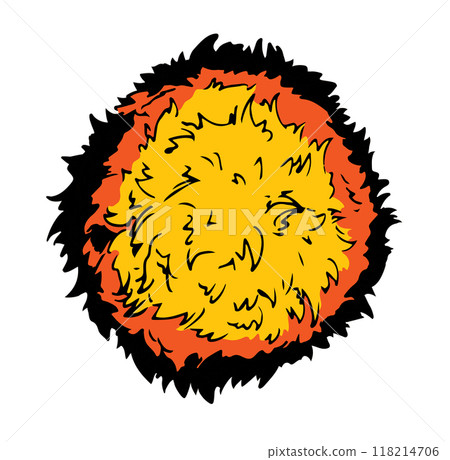 Vector drawing. Big round sun icon Vector drawing. Big round sun icon 118214706