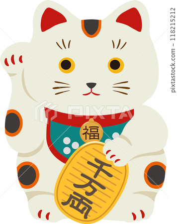Lucky cat holding a gold coin 118215212