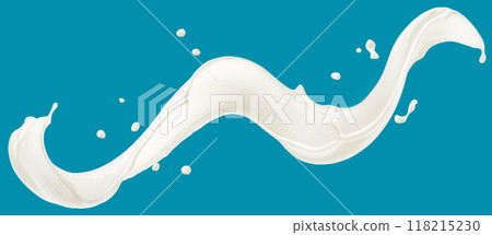 Flying milk splash isolated on blue background with copy space Flying milk splash isolated on blue background with copy space 118215230