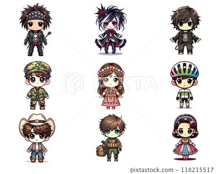 Chibi characters enjoying unique fashion 118215517