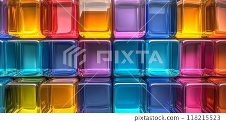 Banner made of multi colored glass cubes 118215523