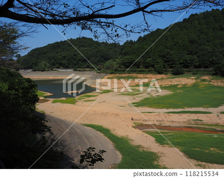 水位大幅下降的池塘 118215534