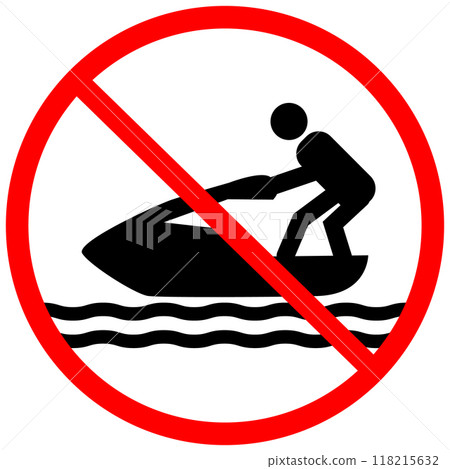 No jet skiing sign. Jet Ski no ride symbol. No personal water craft icon. flat style. 118215632