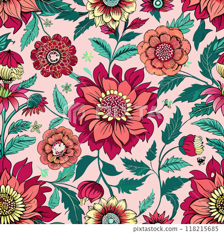 vintage floral seamless pattern with wildflowers vintage floral seamless pattern with wildflowers 118215685
